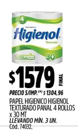 Supermercados Yaguar Higienol papel higienico texturado panal oferta