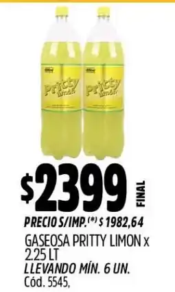 Supermercados Yaguar Pritty limon gaseosa oferta