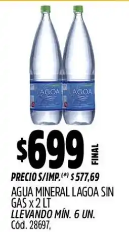 Supermercados Yaguar Lagoa agua mineral sin gas oferta
