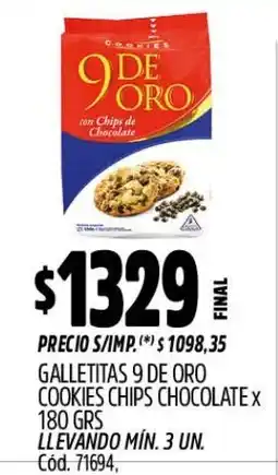 Supermercados Yaguar 9 de oro galletitas cookies chips chocolate oferta