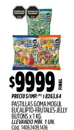 Supermercados Yaguar Mogul pastillas goma eucalipto-frutales-jelly butons oferta
