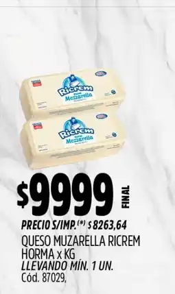 Supermercados Yaguar Ricrem queso mozzarella oferta