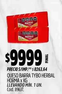 Supermercados Yaguar Tybo queso barra herbal oferta