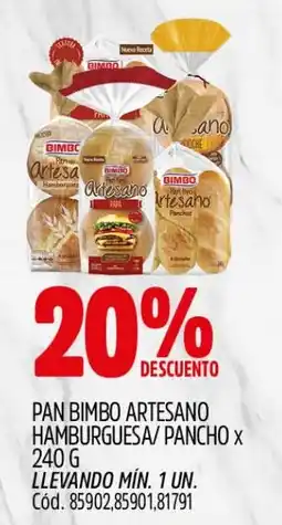 Supermercados Yaguar Bimbo pan artesano hamburguesa/pancho oferta