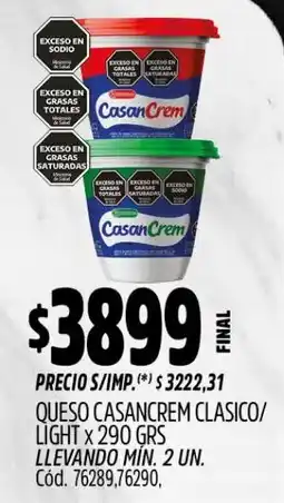 Supermercados Yaguar Casancrem queso clasico/ light oferta