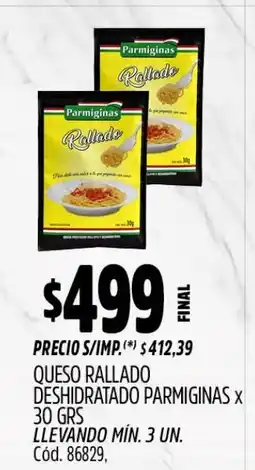 Supermercados Yaguar Parmiginas queso rallado deshidratado oferta