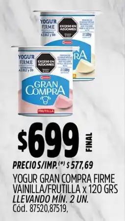 Supermercados Yaguar Yogur gran compra firme vainilla/frutilla oferta