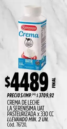 Supermercados Yaguar La serenisima crema de leche oferta