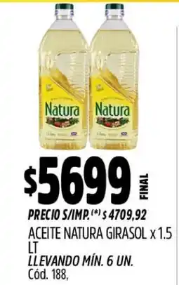 Supermercados Yaguar Natura aceite girasol oferta