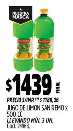 Supermercados Yaguar San remo jugo de limon oferta