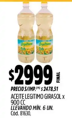 Supermercados Yaguar Legitimo aceite girasol oferta