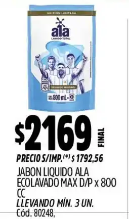 Supermercados Yaguar Ala jabon liquido ecolavado max d/p oferta
