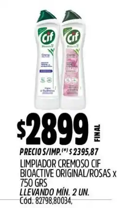 Supermercados Yaguar Cif limpiador cremoso bioactive original/rosas oferta