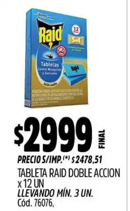 Supermercados Yaguar Raid tableta doble accion oferta