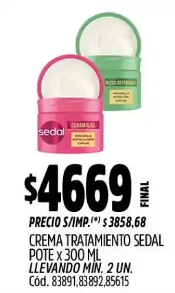 Supermercados Yaguar Sedal crema tratamiento oferta