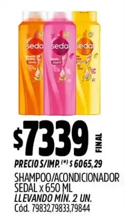 Supermercados Yaguar Sedal shampoo/condicionador oferta