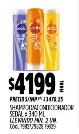 Supermercados Yaguar Sedal shampoo/condicionador oferta