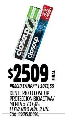 Supermercados Yaguar Closeup dentífrico protección bioactiva menta oferta