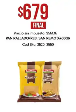 Supermercados Yaguar San remo pan rallado oferta