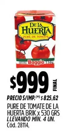 Supermercados Yaguar De la huerta pure de tomate oferta