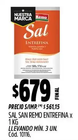 Supermercados Yaguar San remo sal entrefina oferta