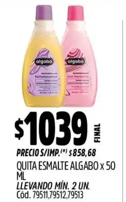 Supermercados Yaguar Algabe quita esmalte oferta
