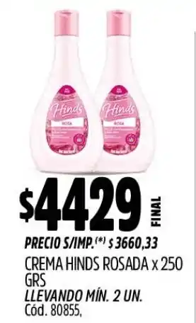 Supermercados Yaguar Hinds crema rosada oferta