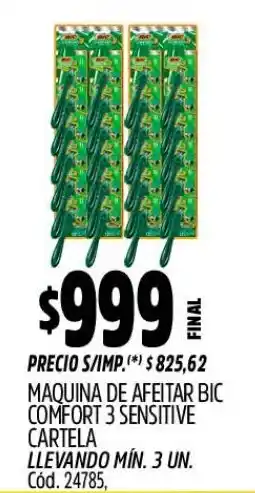 Supermercados Yaguar Bic maquina de afeitar comfort 3 sensitive cartela oferta
