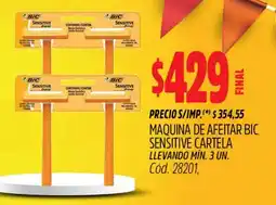 Supermercados Yaguar Bic maquina de afeitar sensitive cartel oferta