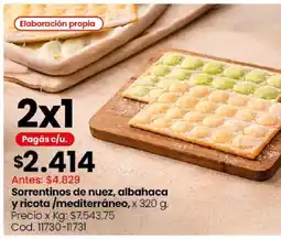 Coto Sorrentinos de nuez, albahaca y ricota / mediterráneo oferta