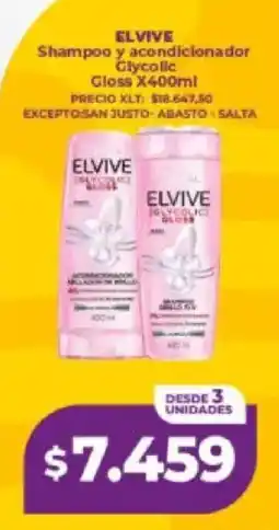 Supermayorista Vital Elvive shampoo y acondicionador glycolic gloss oferta