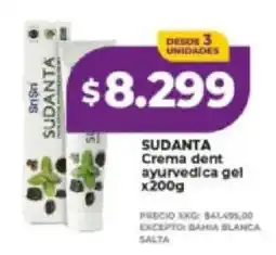 Supermayorista Vital Sudanta crema dent ayurvedica gel oferta