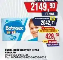Maxiconsumo Babysec - pañal bebe ultra regular oferta