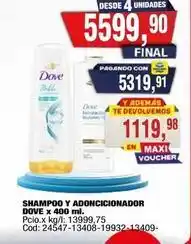 Maxiconsumo Dove - shampoo y acondicionador x 400 ml oferta