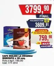 Maxiconsumo La virginia - cafe molido la virginia/ morenita x 20 saq. cod: 771-814 oferta
