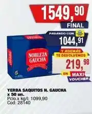 Maxiconsumo Nobleza gaucha - yerba saquitos n. gaucha x 50 un. cod: 28140 oferta