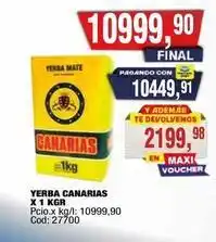 Maxiconsumo Yerba canarias x 1 kgr oferta