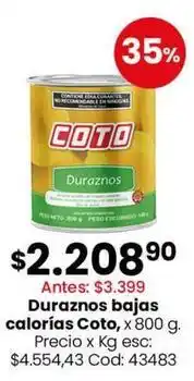 Coto Coto - duraznos bajas calorías oferta