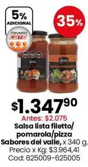 Coto Coto - salsa lista filetto/pomarola/pizza cod: 625009-625005 oferta