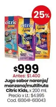 Coto Citric - jugo sabor naranja/manzana/multifruta kids, cod. 613041-613043 oferta