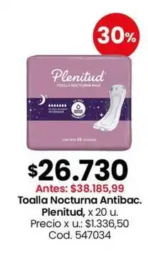 Plenitud - toalla nocturna antibac. , x 20 u