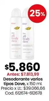 Coto Dove - desodorante varios tipos, x 150 ml. cod. 612674-612678 oferta