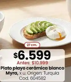 Origen - plato playo cerámica blanco