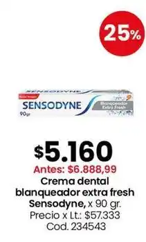 Coto Sensodyne - crema dental blanqueador extra fresh, x 90 gr. cod. 234543 oferta