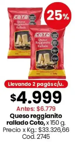 Coto Coto queso reggianito rallado oferta