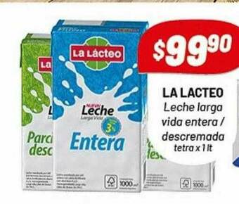 Almacor La Lacteo Leche Larga Vida Entera Descremada oferta