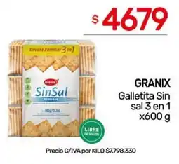 Nini Mayorista Granix galletita sin sal 3 en 1 oferta