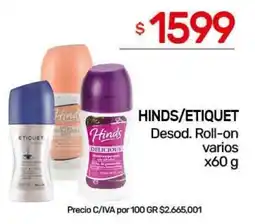 Nini Mayorista Hinds/etiquet desod. roll-on varios oferta