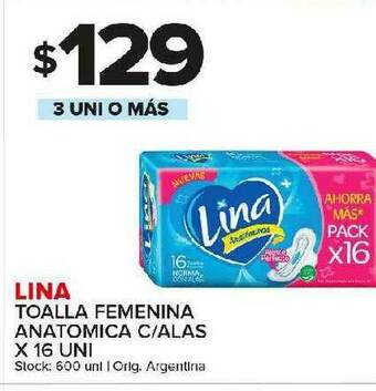 Carrefour Maxi Lina Toalla Femenina Anatomica C Alas oferta