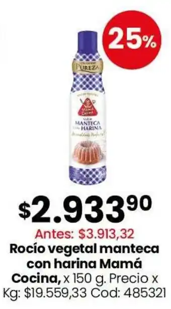 Mamá cocina rocío vegetal manteca con harina
